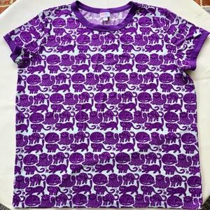 💜LuLaRoe 3X top with purple fuzzy cats!😻